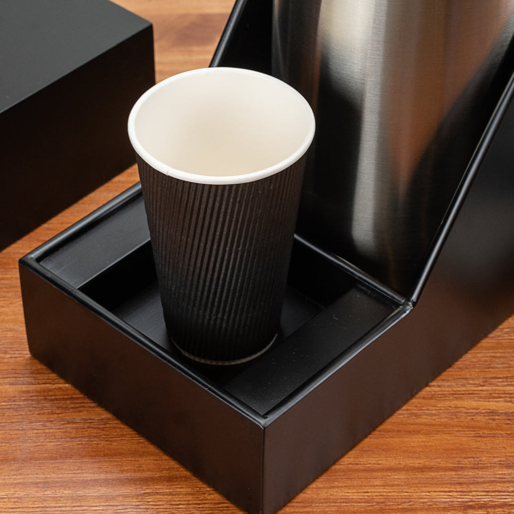 Restpresso Black Bamboo Dual Airpot Coffee Dispenser Display - 23 1/2" x 7" x 13 1/2" - 1 count box