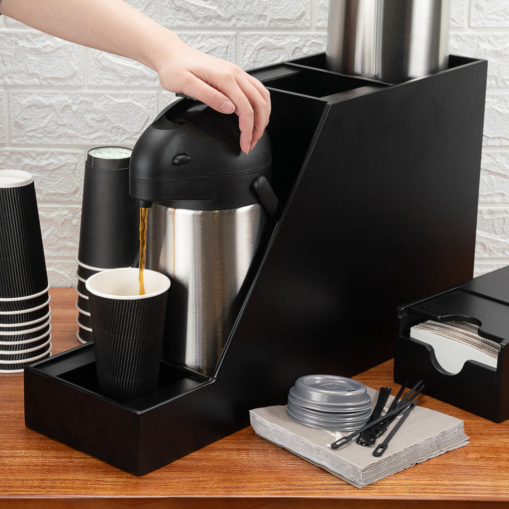 Restpresso Black Bamboo Dual Airpot Coffee Dispenser Display - 23 1/2" x 7" x 13 1/2" - 1 count box
