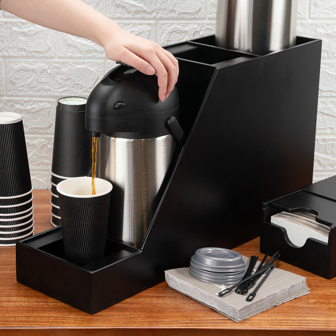 Restpresso Black Bamboo Dual Airpot Coffee Dispenser Display - 23 1/2" x 7" x 13 1/2" - 1 count box