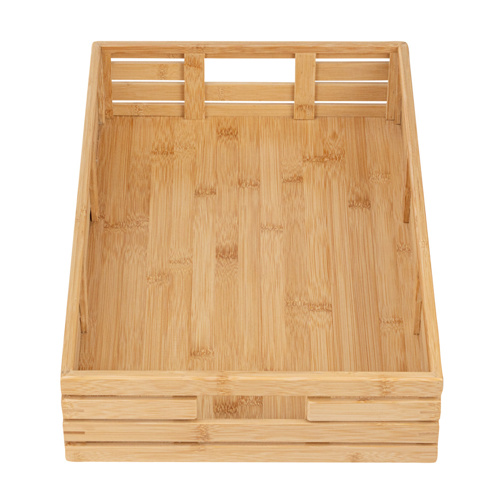 Nature Tek Rectangle Natural Bamboo Serving Tray - with Handles - 20 3/4" x 13" x 3 3/4" - 1 count box
