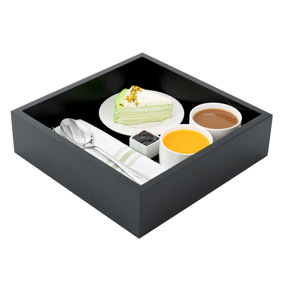 Nature Tek Square Black Bamboo Large Tray - 11 3/4" x 11 3/4" x 3 1/4" - 1 count box