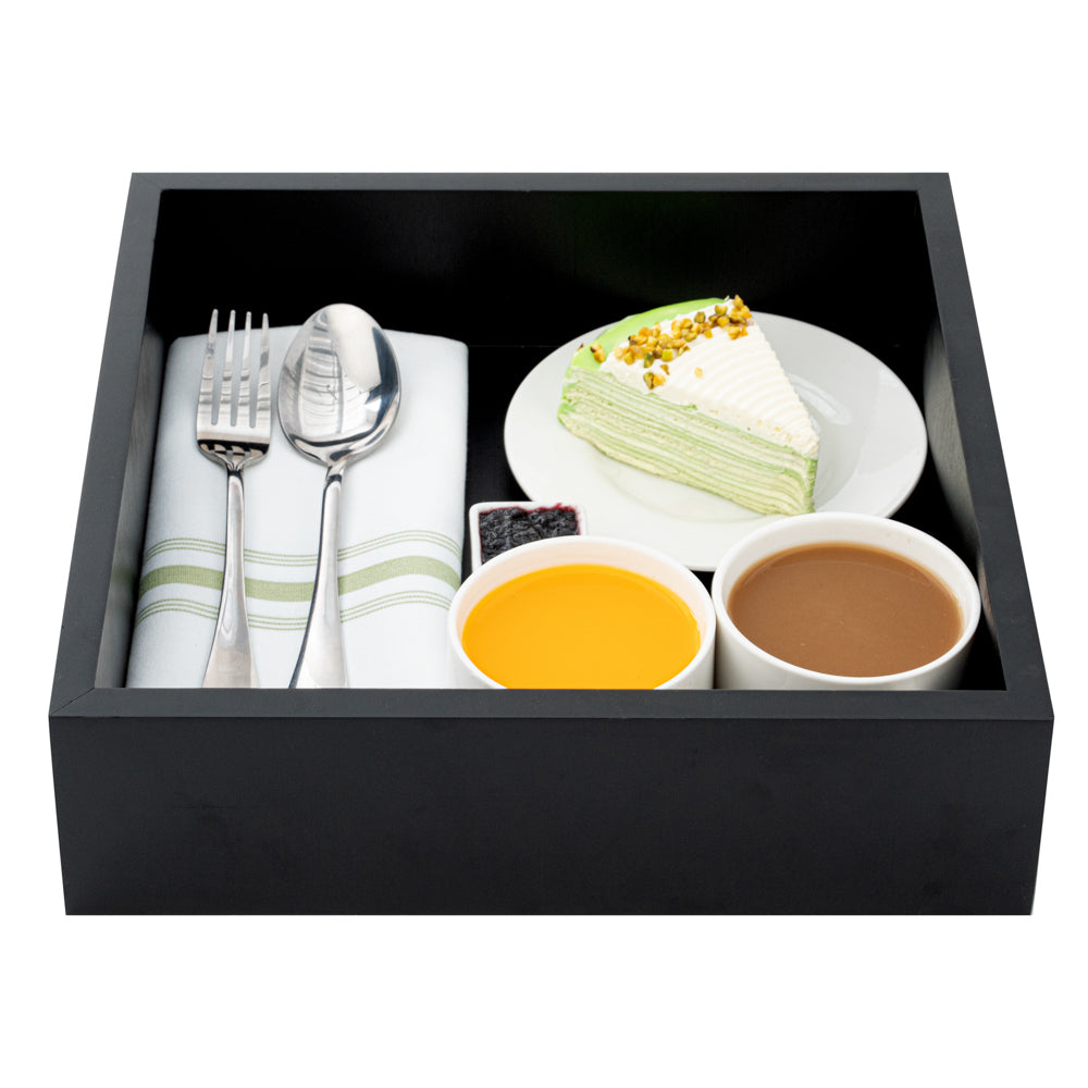 Nature Tek Square Black Bamboo Large Tray - 11 3/4" x 11 3/4" x 3 1/4" - 1 count box