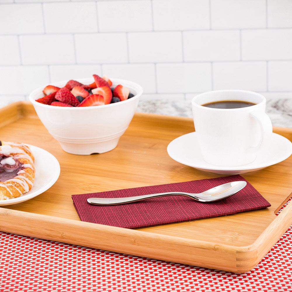 Nature Tek Rectangle Natural Bamboo Serving Tray - with Handles - 19 3/4" x 14" x 1" - 1 count box