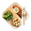 Natural Bamboo Flatware Set - with White Napkin - 6 3/4" x 3 1/4" x 3/4" - 100 count box