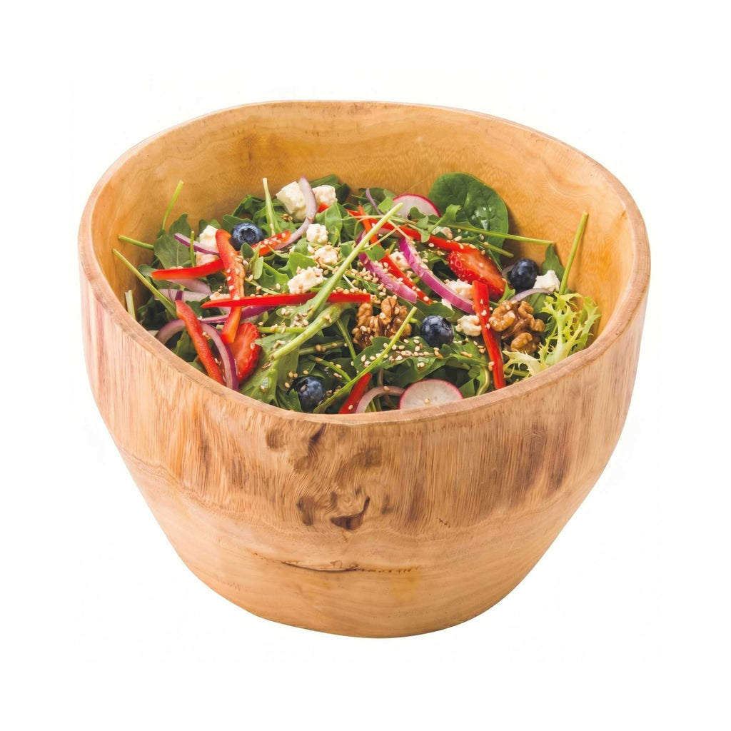 Nature Tek 100 oz Round Natural Wood Serving Bowl - 9 3/4" x 9 3/4" x 5 3/4" - 1 count box