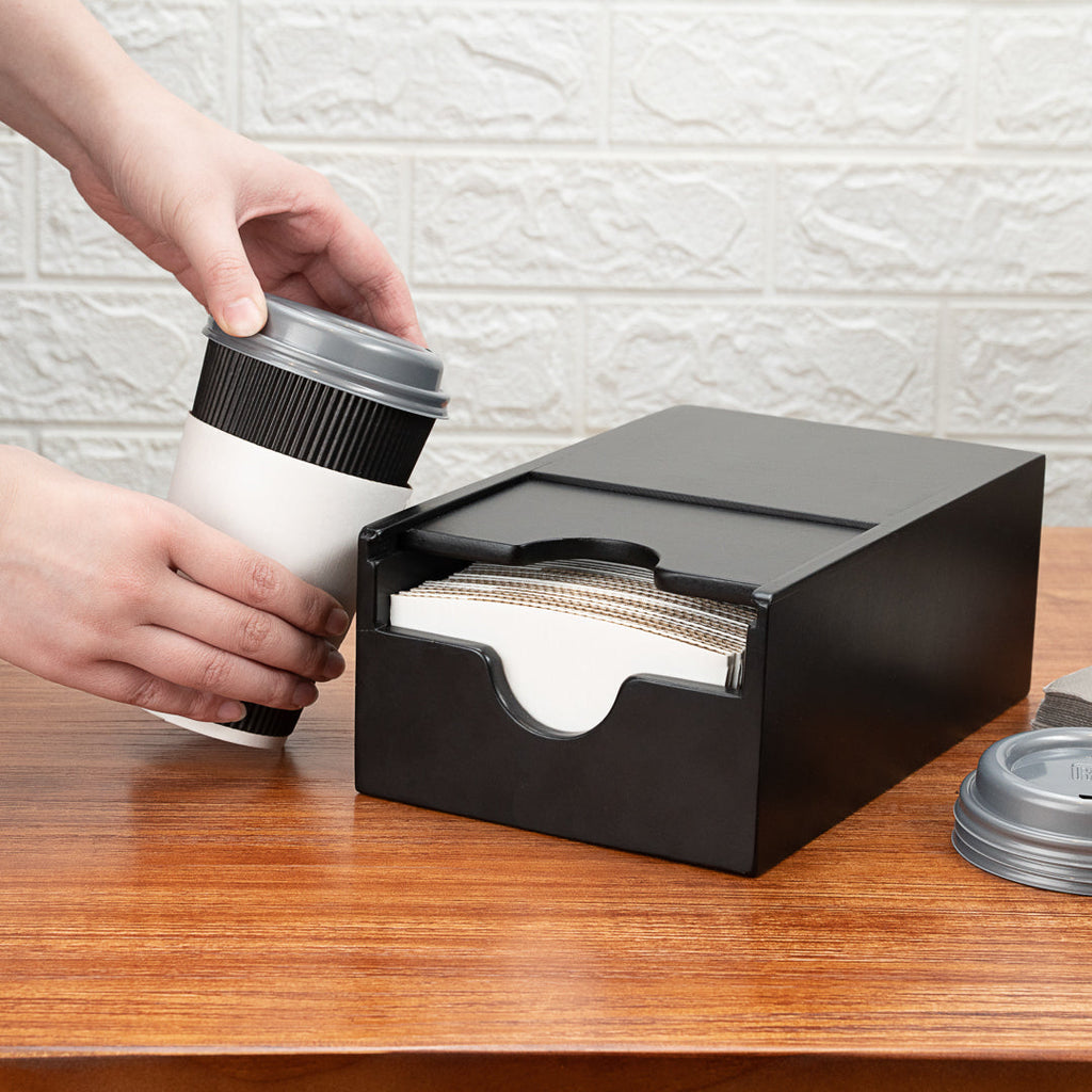 Restpresso Black Bamboo Coffee Cup Sleeve Holder - 9 1/2'' x 6'' x 3.75'' - 1 count box