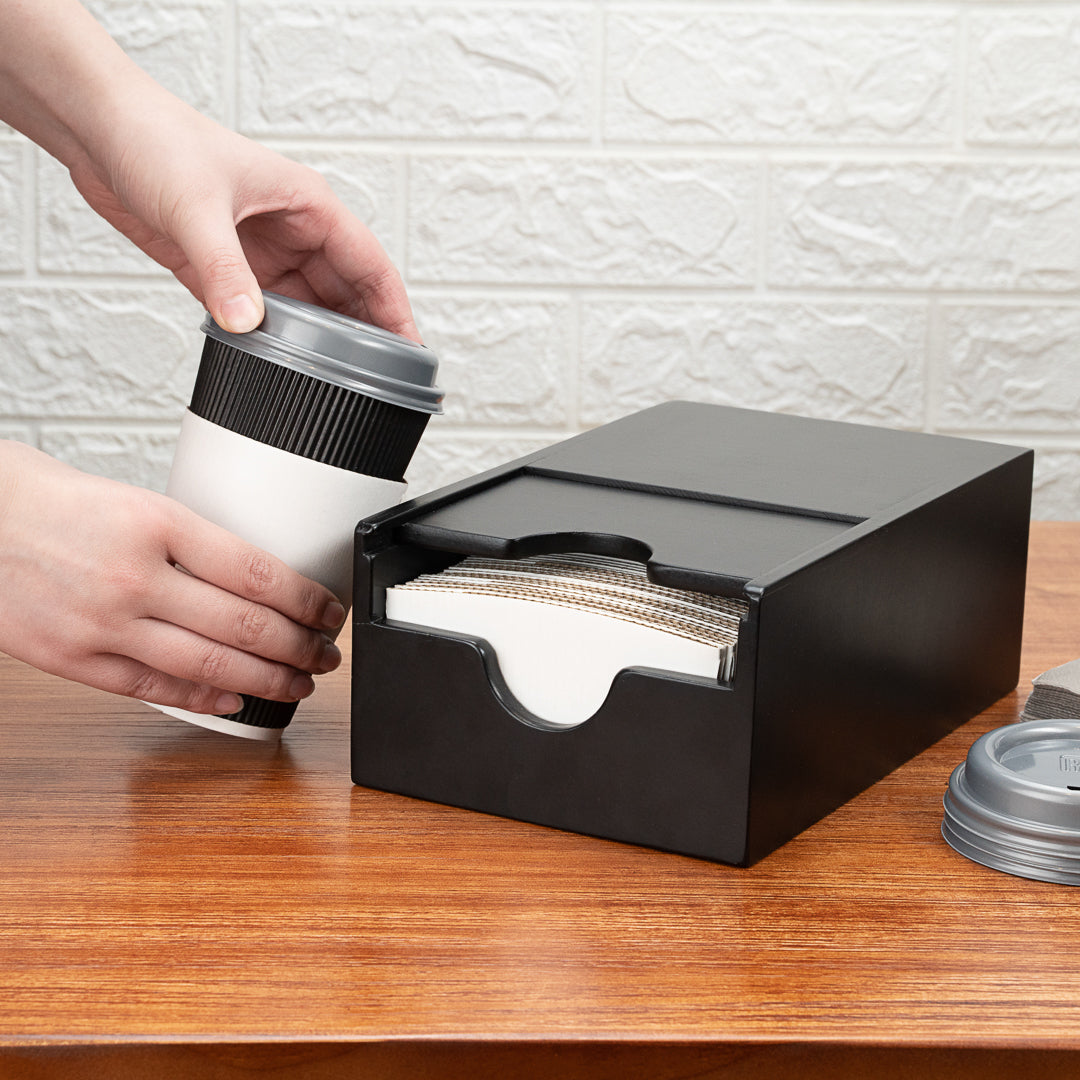 Restpresso Black Bamboo Coffee Cup Sleeve Holder - 9 1/2'' x 6'' x 3.75'' - 1 count box