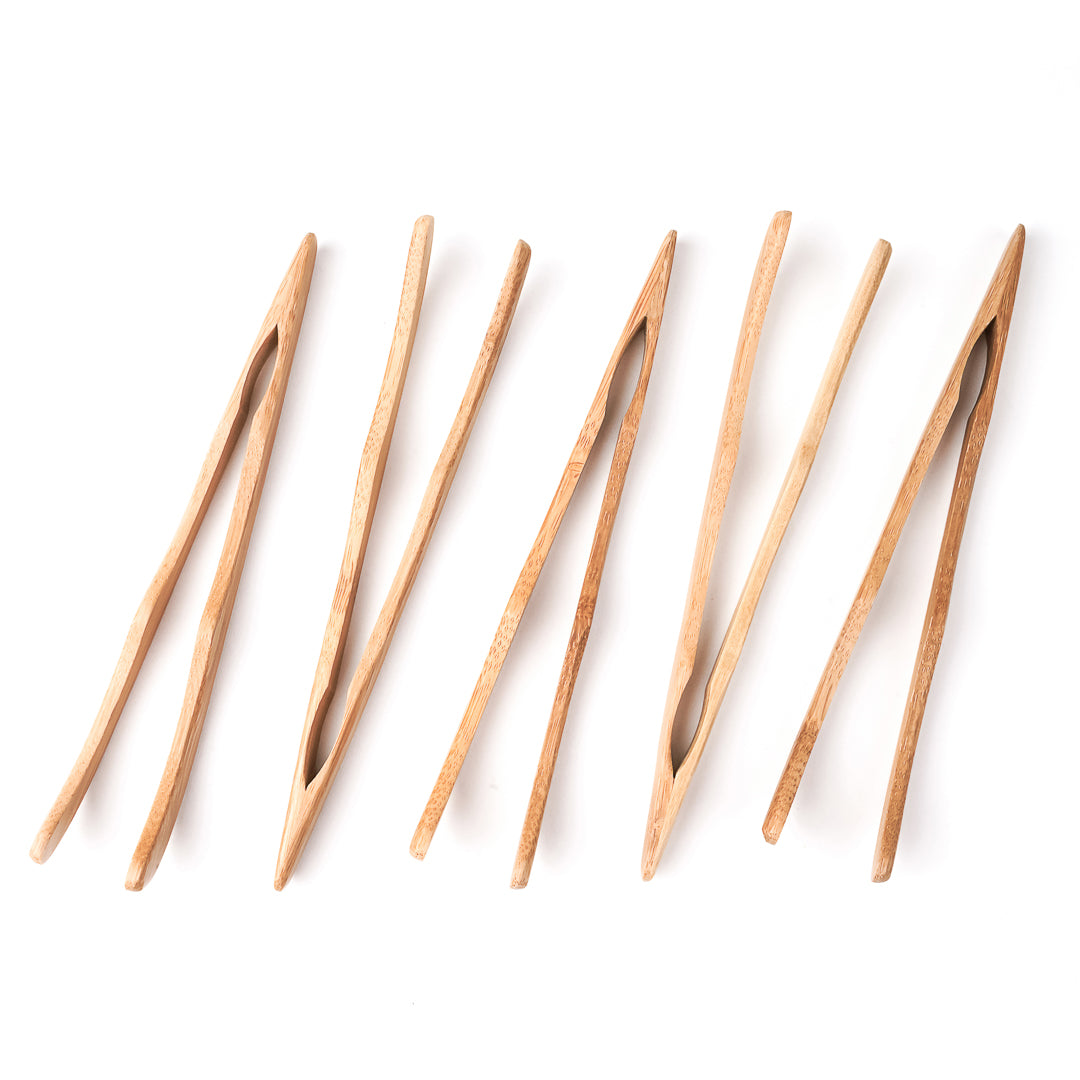 Bambuddha Natural Bamboo Curved Tong - 7" - 100 count box