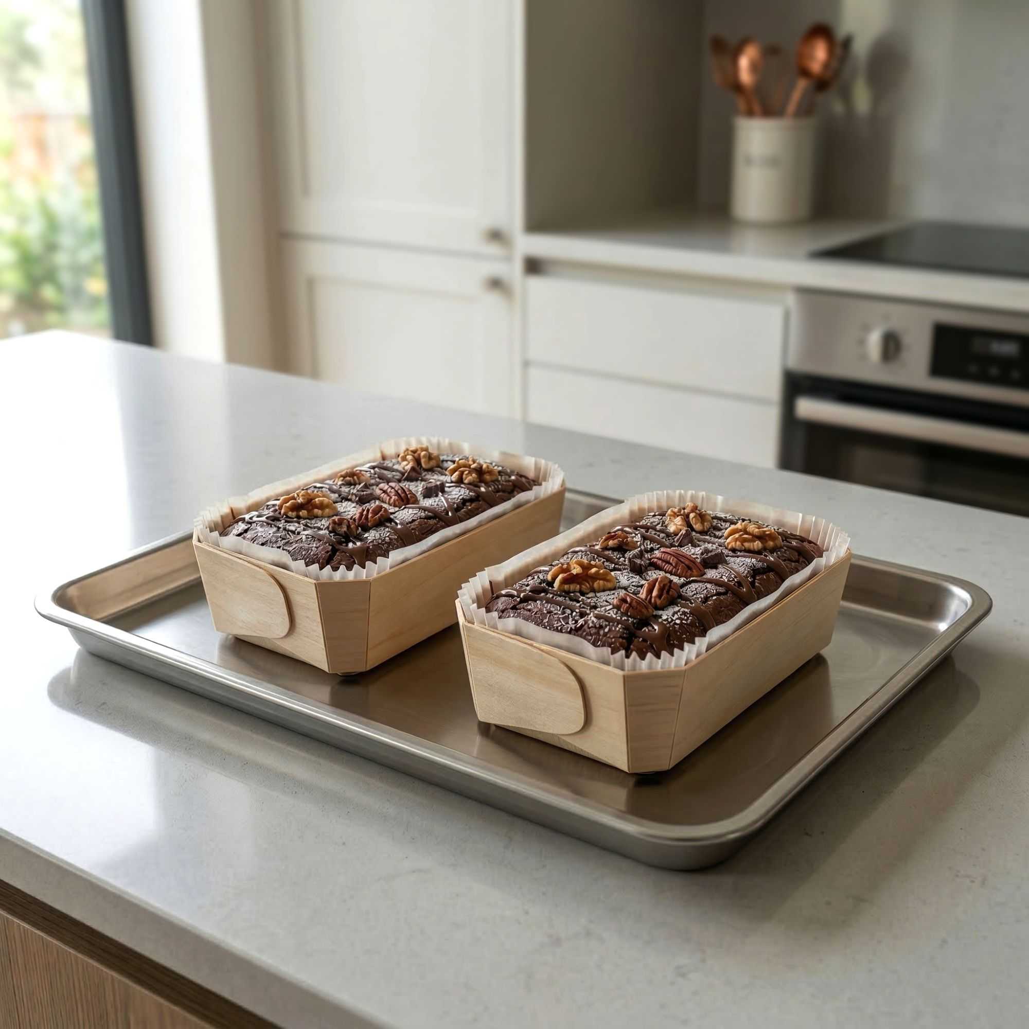 Taipei Poplar Baking / Serving Container - with Paper Liner - 5 1/2" x 3 1/2" x 1 3/4" - 100 count box