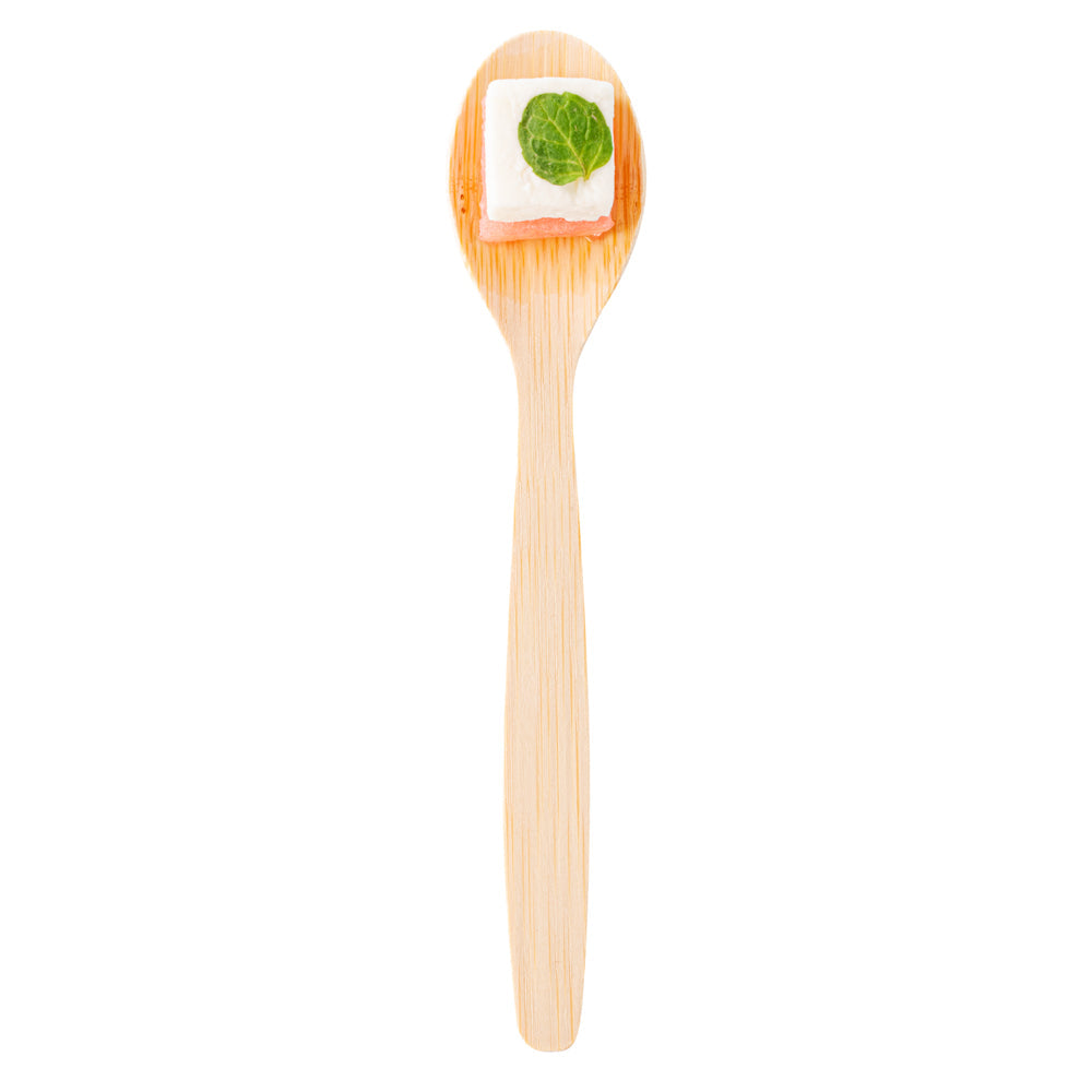 Eco Luxe Round Natural Bamboo Tasting Spoon - 4 3/4" - 1000 count box