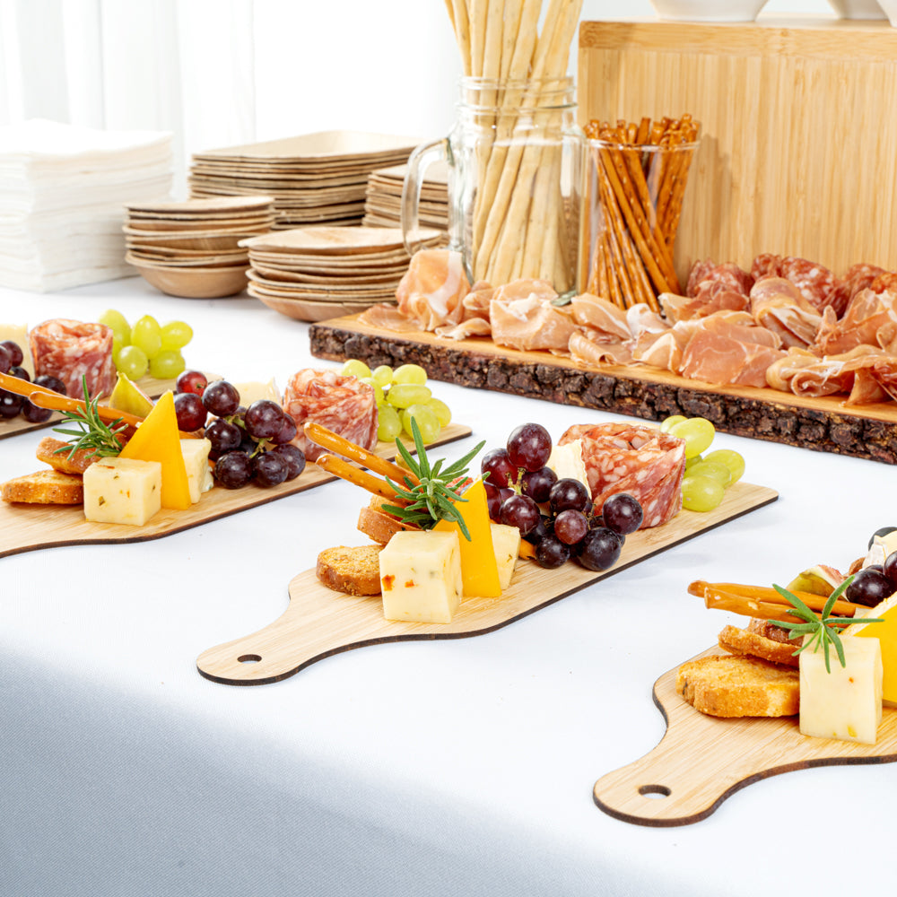 Nature Tek Bamboo Disposable Cheese / Charcuterie Board - 11 3/4" x 3 1/2" - 2 count box