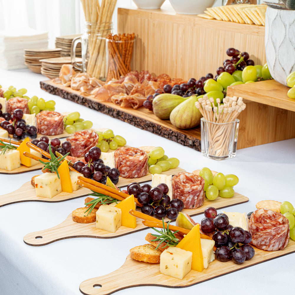 Nature Tek Bamboo Disposable Cheese / Charcuterie Board - 11 3/4" x 3 1/2" - 2 count box