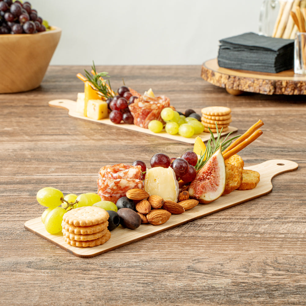 Nature Tek Bamboo Disposable Cheese / Charcuterie Board - 11 3/4" x 3 1/2" - 20 count box