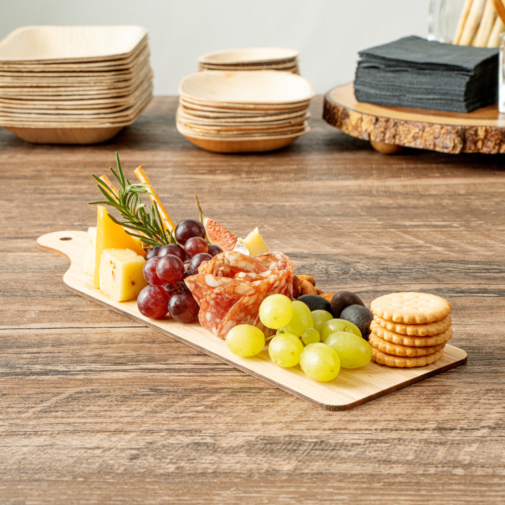 Nature Tek Bamboo Disposable Cheese / Charcuterie Board - 11 3/4" x 3 1/2" - 20 count box