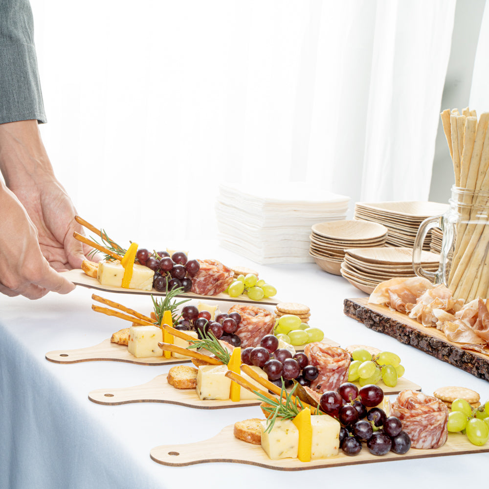 Nature Tek Bamboo Disposable Cheese / Charcuterie Board - 11 3/4" x 3 1/2" - 20 count box