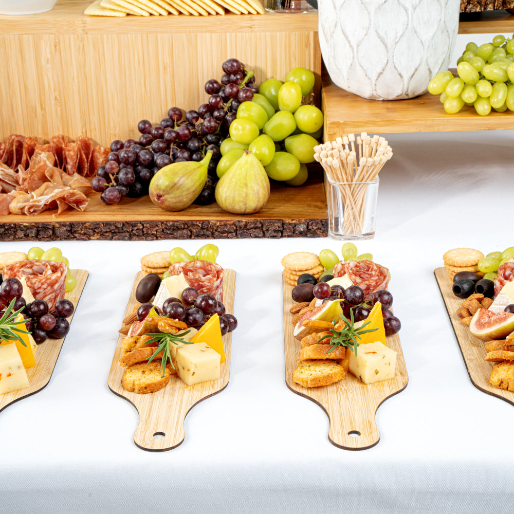 Nature Tek Bamboo Disposable Cheese / Charcuterie Board - 11 3/4" x 3 1/2" - 20 count box