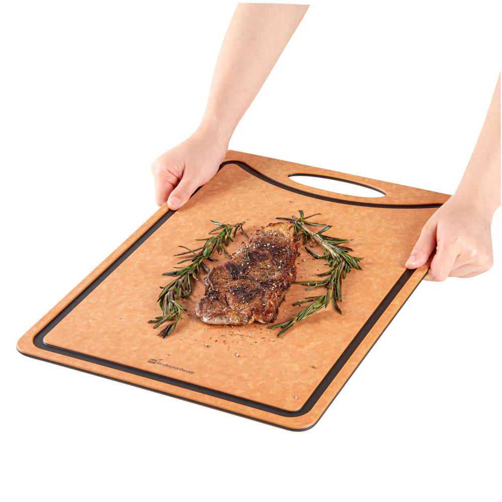 Nature Tek Wood Gourmet Cutting Board - with Juice Groove, Handle - 17 1/4" x 12 3/4" - 1 count box