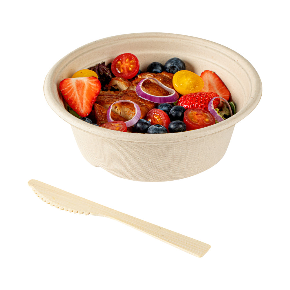 Bambuddha Natural Bamboo Disposable Knife - with Kraft Paper Pouch - 7" x 3/4" - 100 count box