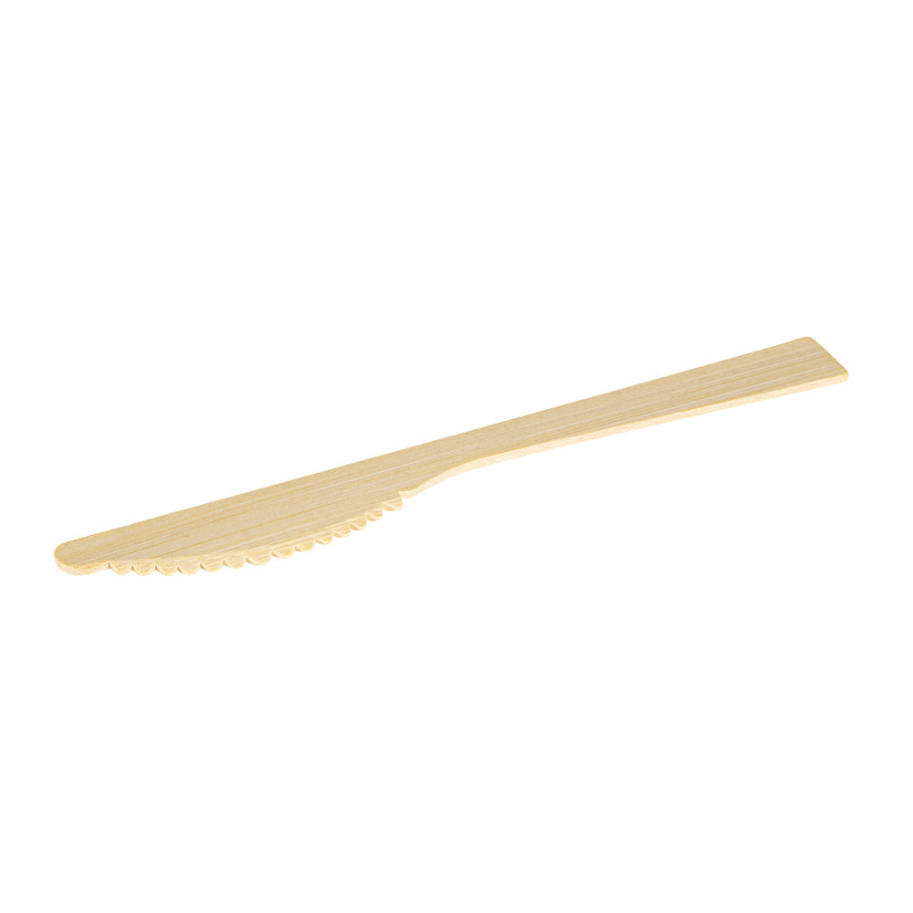 Bambuddha Natural Bamboo Disposable Knife - with Kraft Paper Pouch - 7" x 3/4" - 100 count box