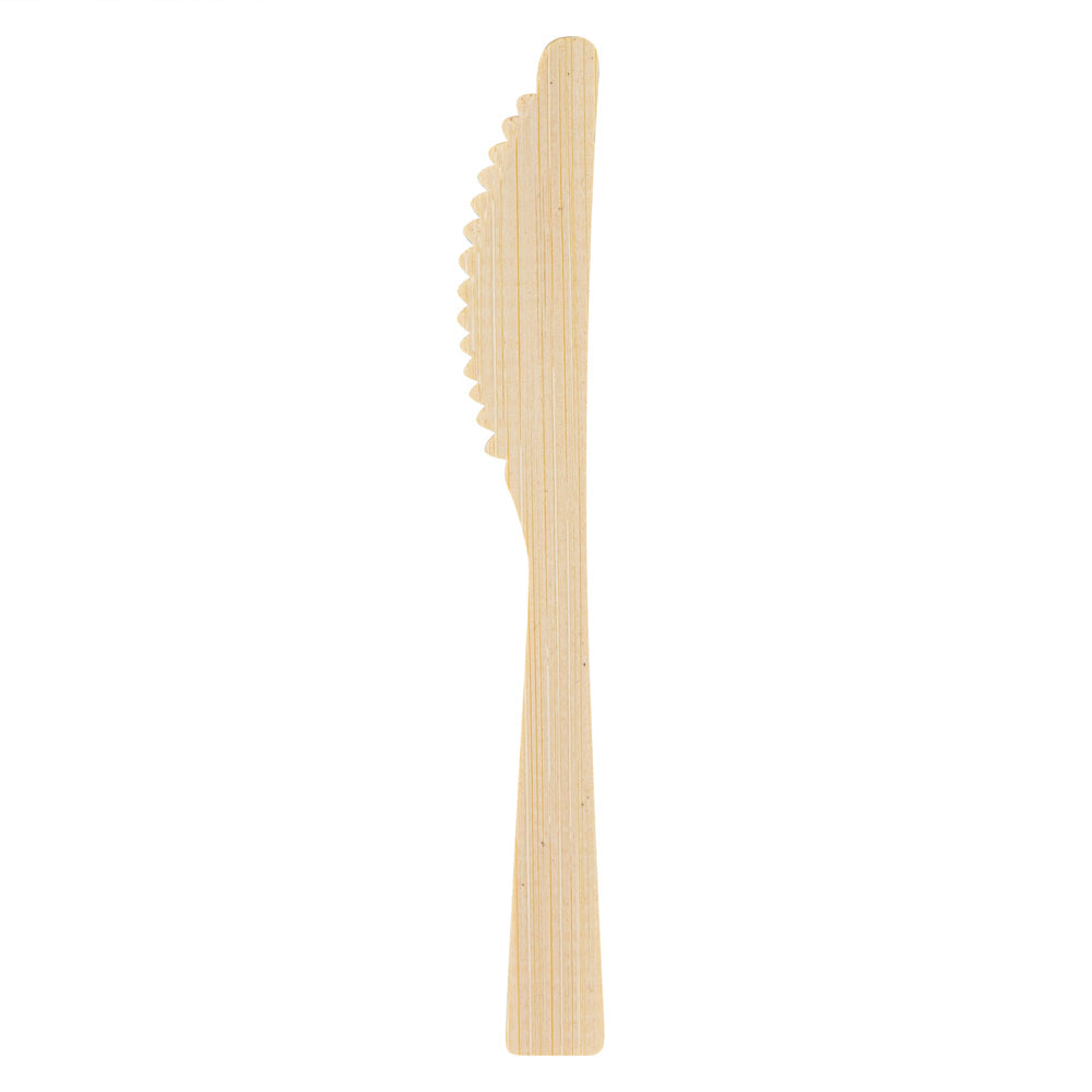 Bambuddha Natural Bamboo Disposable Knife - with Kraft Paper Pouch - 7" x 3/4" - 1000 count box
