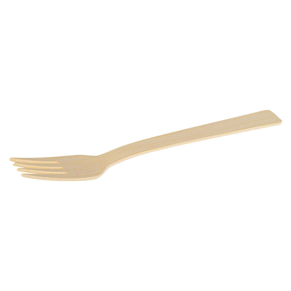 Bambuddha Natural Bamboo Disposable Fork - with Kraft Paper Pouch - 7" x 1" - 100 count box