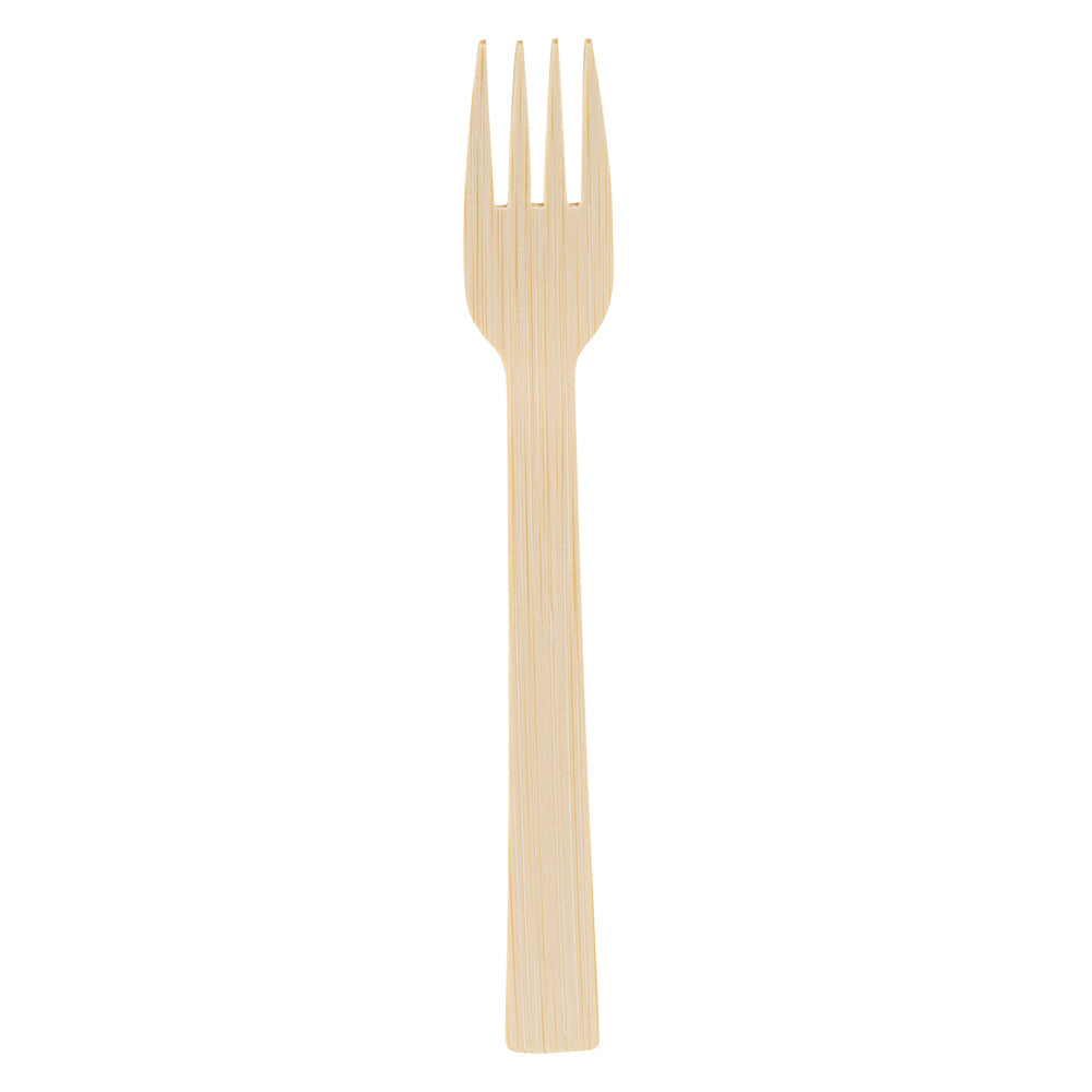 Bambuddha Natural Bamboo Disposable Fork - with Kraft Paper Pouch - 7" x 1" - 100 count box