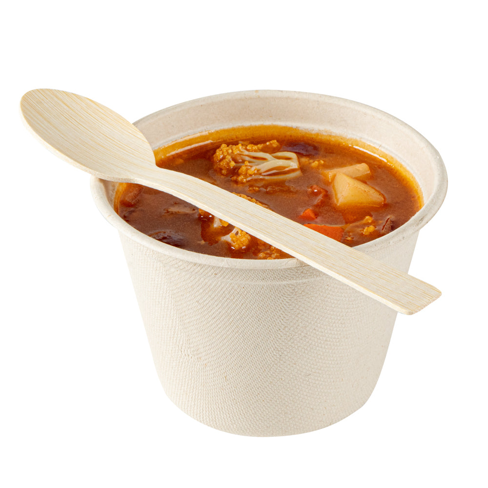 Bambuddha Natural Bamboo Disposable Spoon - with Kraft Paper Pouch - 7" x 1 1/4" - 100 count box