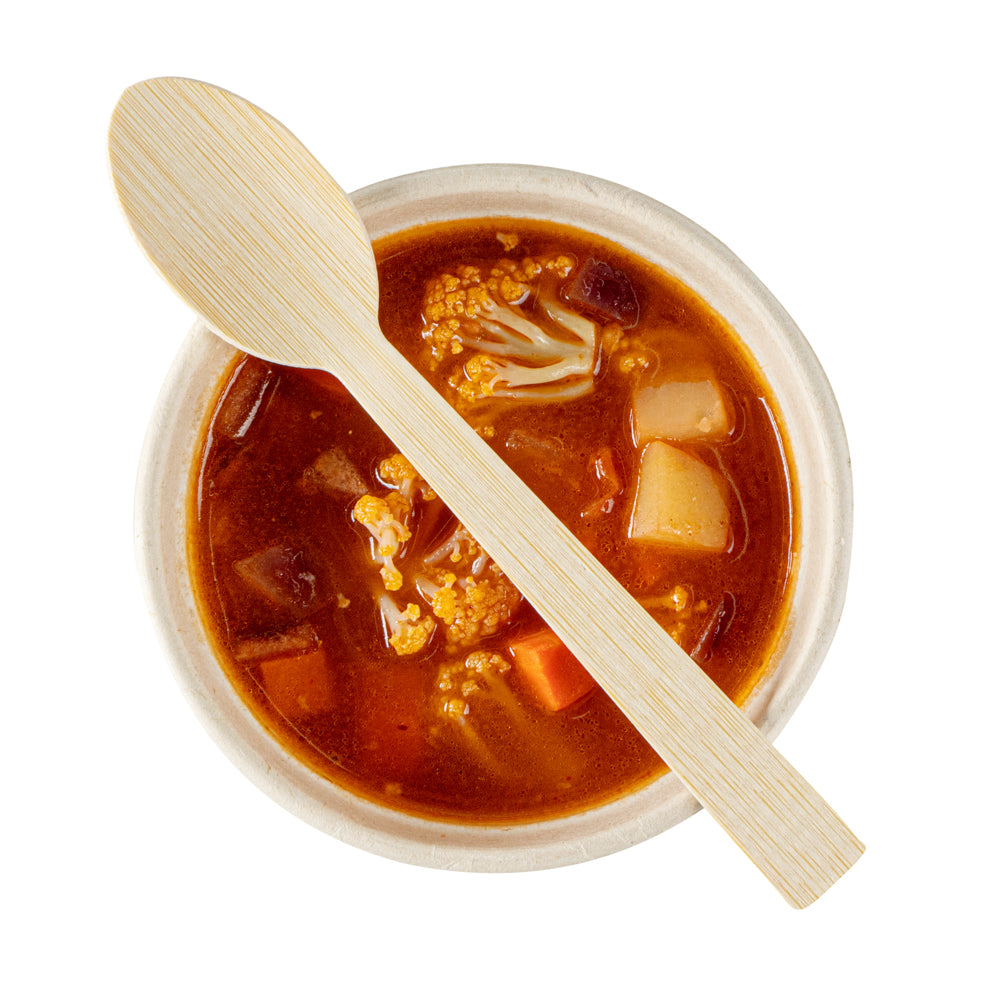 Bambuddha Natural Bamboo Disposable Spoon - with Kraft Paper Pouch - 7" x 1 1/4" - 100 count box