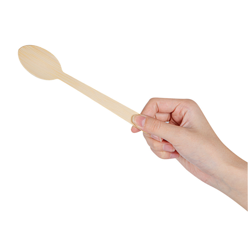 Bambuddha Natural Bamboo Disposable Spoon - with Kraft Paper Pouch - 7" x 1 1/4" - 100 count box