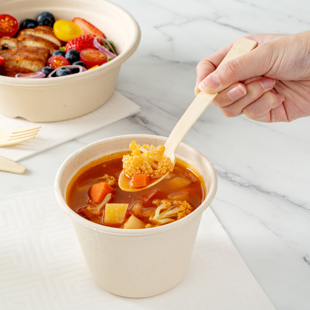 Bambuddha Natural Bamboo Disposable Spoon - with Kraft Paper Pouch - 7" x 1 1/4" - 100 count box