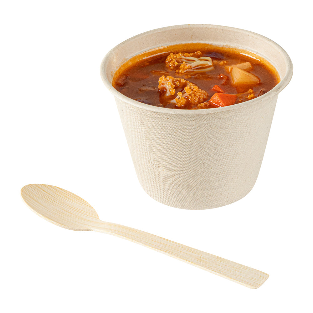 Bambuddha Natural Bamboo Disposable Spoon - with Kraft Paper Pouch - 7" x 1 1/4" - 1000 count box