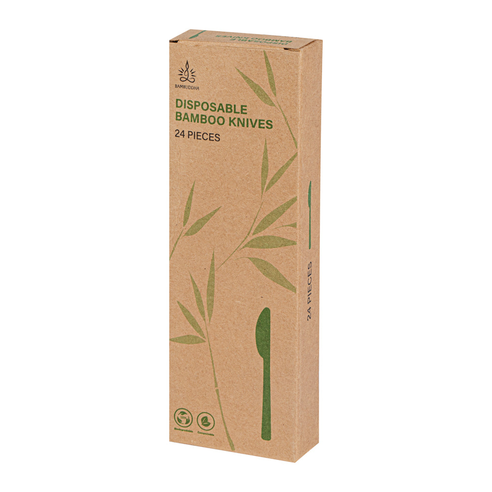 Bambuddha Natural Bamboo Disposable Knife - Retail Pack - 7" x 3/4" - 24 count box