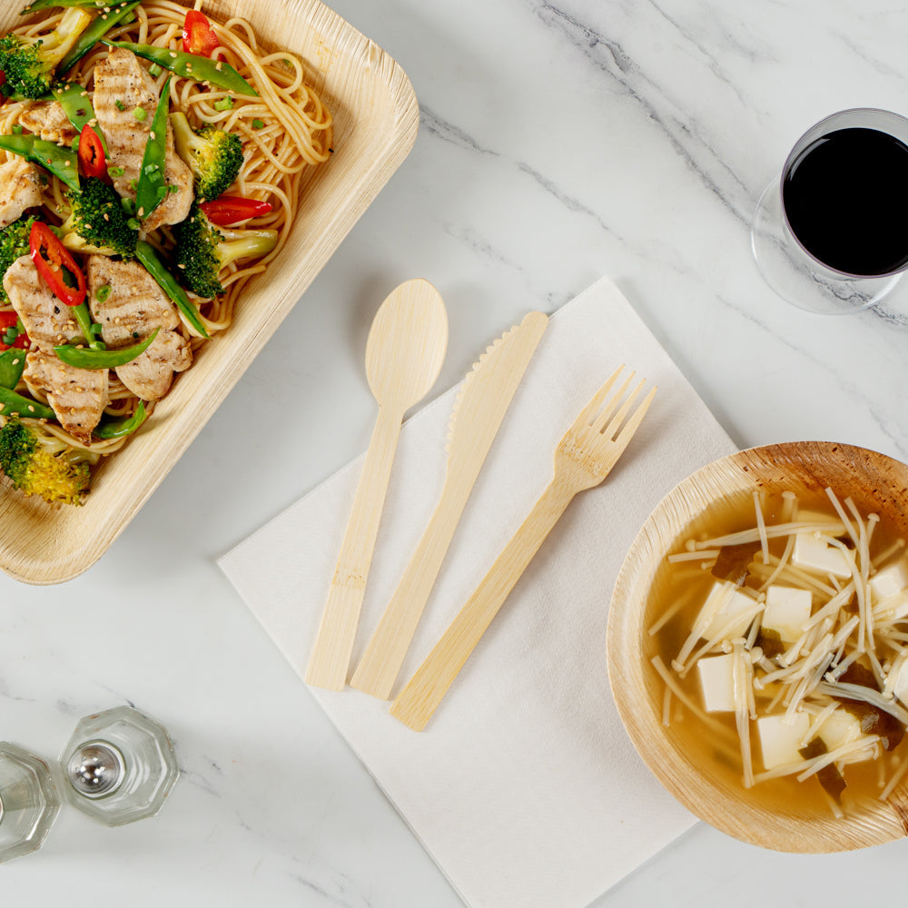 Bambuddha Natural Bamboo Disposable Cutlery Set - Retail Pack - 7" - 24 count box