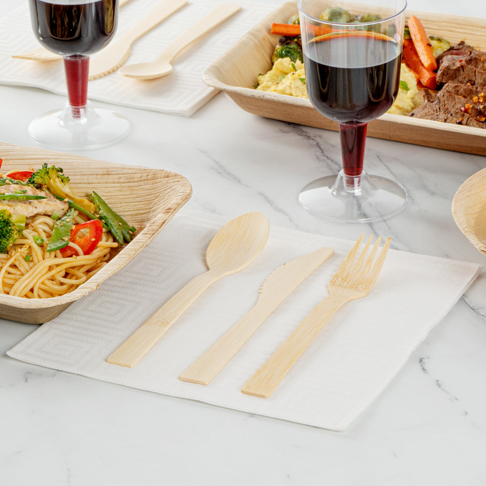 Bambuddha Natural Bamboo Disposable Cutlery Set - Retail Pack - 7" - 24 count box