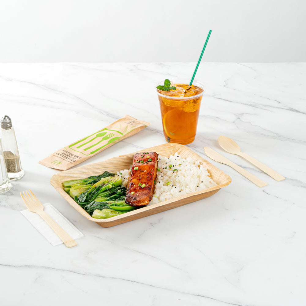 Bambuddha Natural Bamboo Disposable Cutlery Set - with Kraft Paper Pouch - 7" - 50 count box