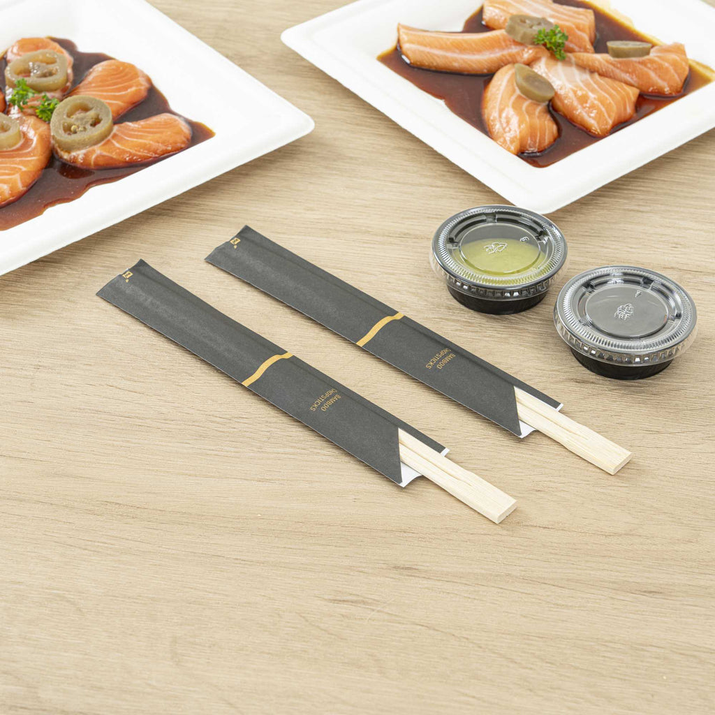 Bambuddha Natural Bamboo Twin Chopsticks - with Paper Sleeve - 9" - 100 count box