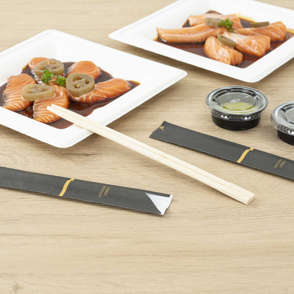 Bambuddha Natural Bamboo Twin Chopsticks - with Paper Sleeve - 9" - 100 count box