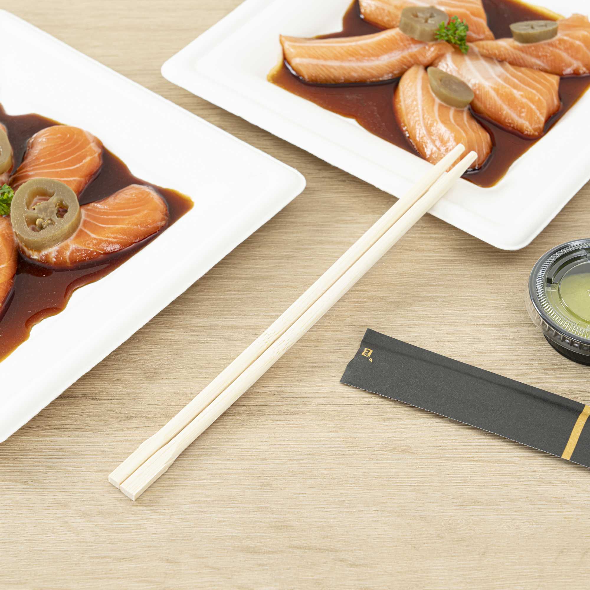 Bambuddha Natural Bamboo Twin Chopsticks - with Paper Sleeve - 9" - 100 count box