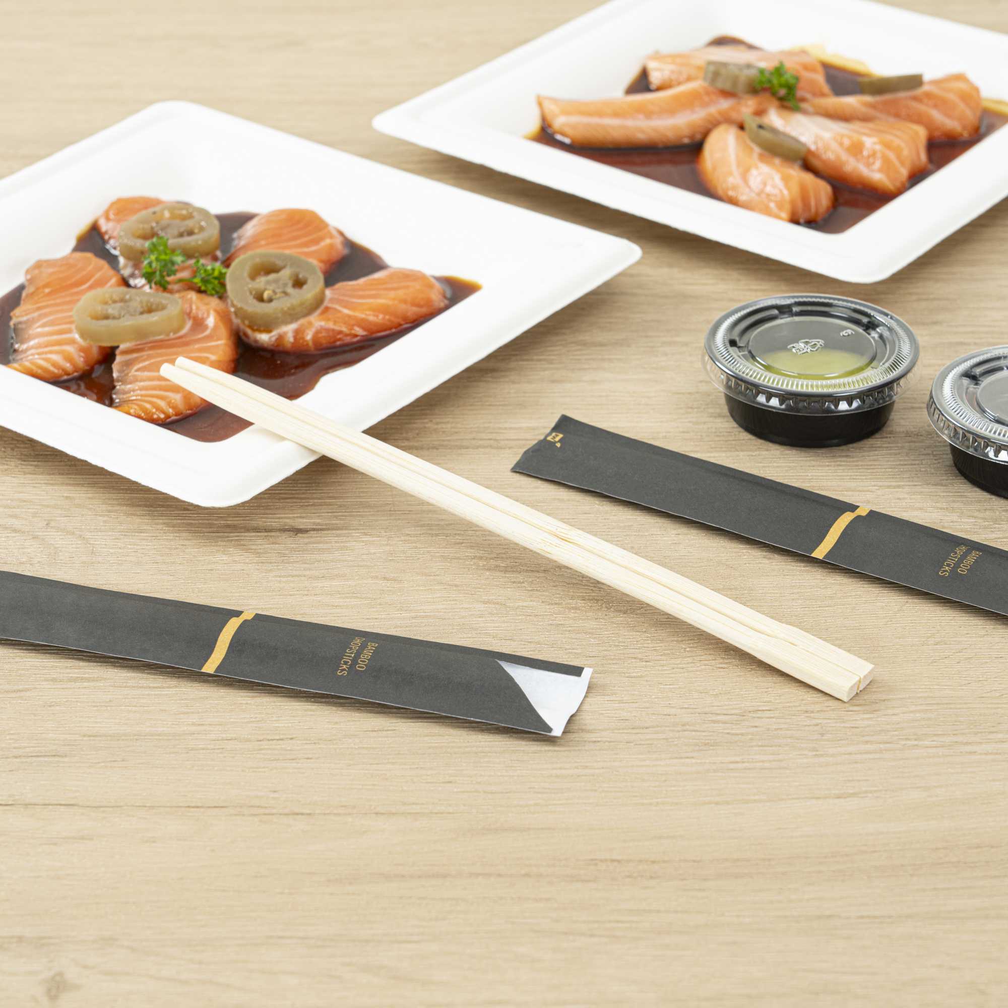 Bambuddha Natural Bamboo Twin Chopsticks - with Paper Sleeve - 9" - 1000 count box