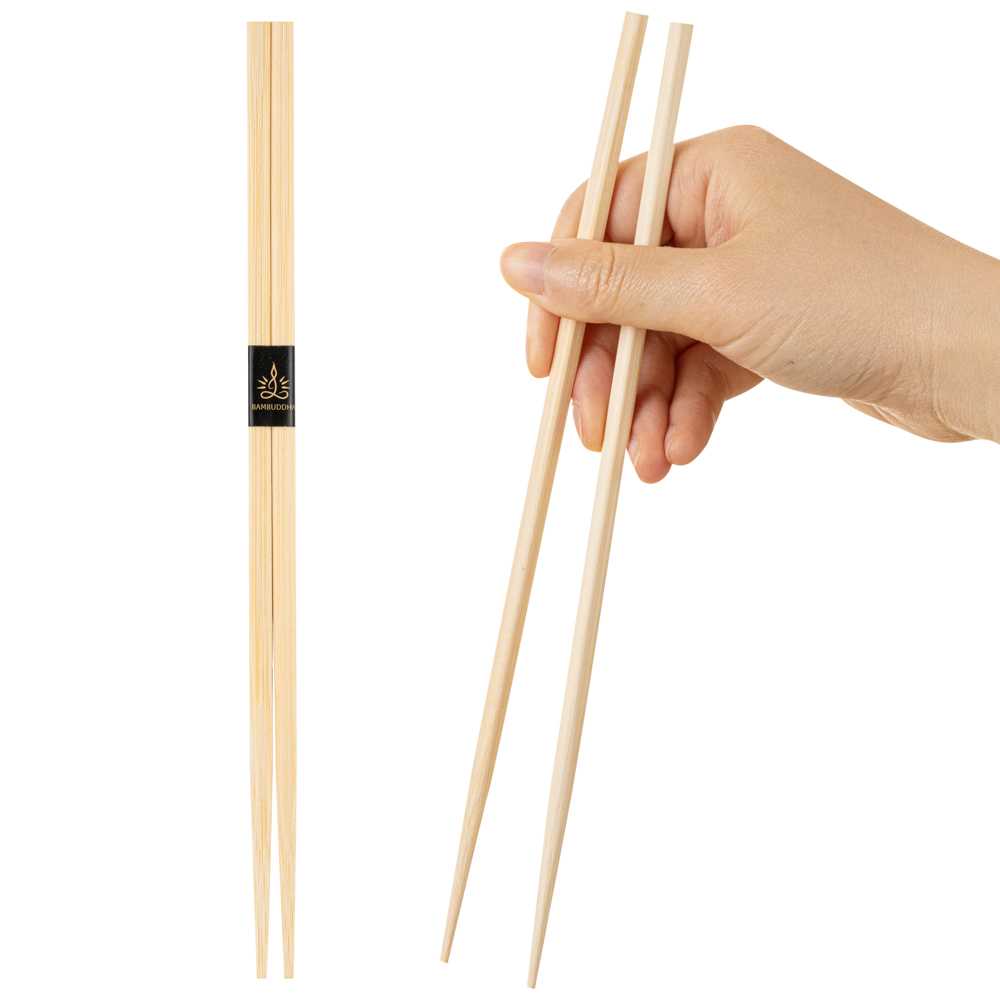Bambuddha Square Natural Bamboo Modern Chopsticks - with Paper Band - 9 1/2" - 100 count box