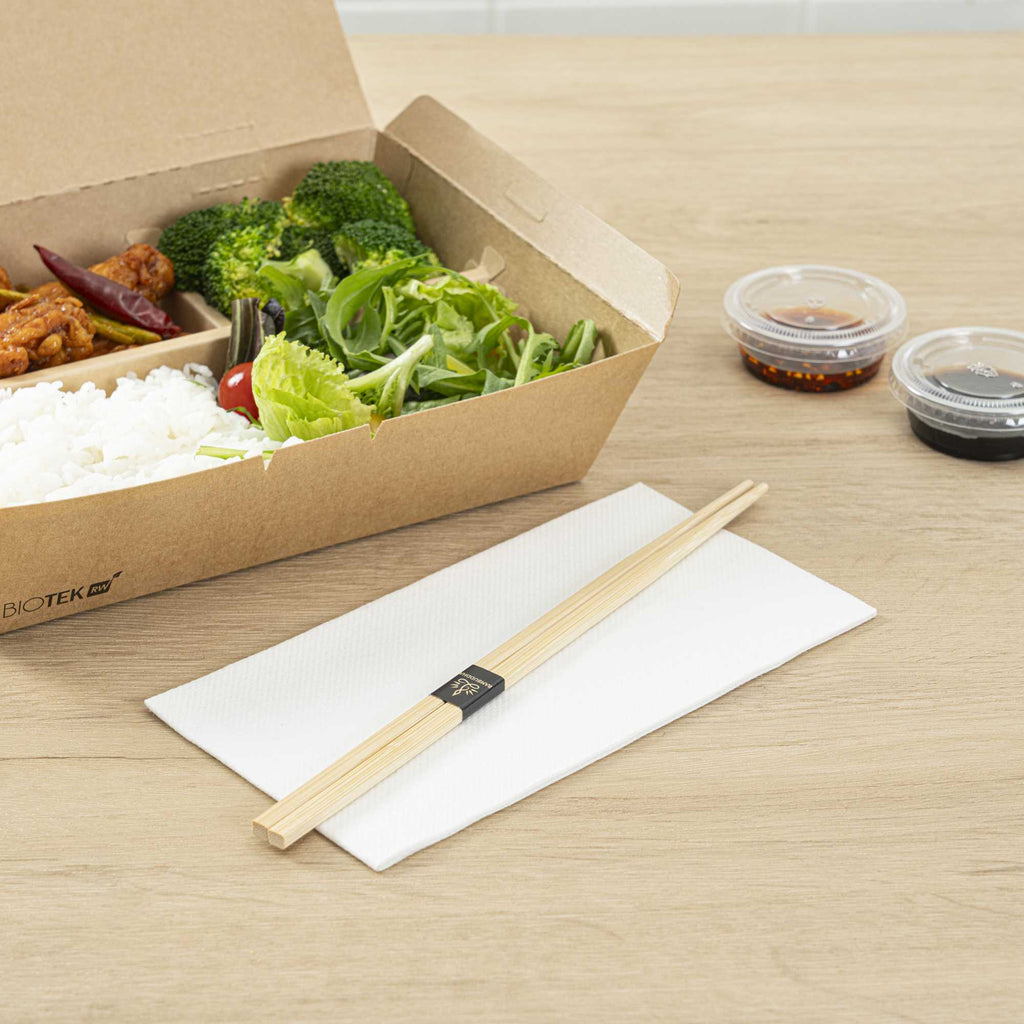 Bambuddha Square Natural Bamboo Modern Chopsticks - with Paper Band - 9 1/2" - 100 count box