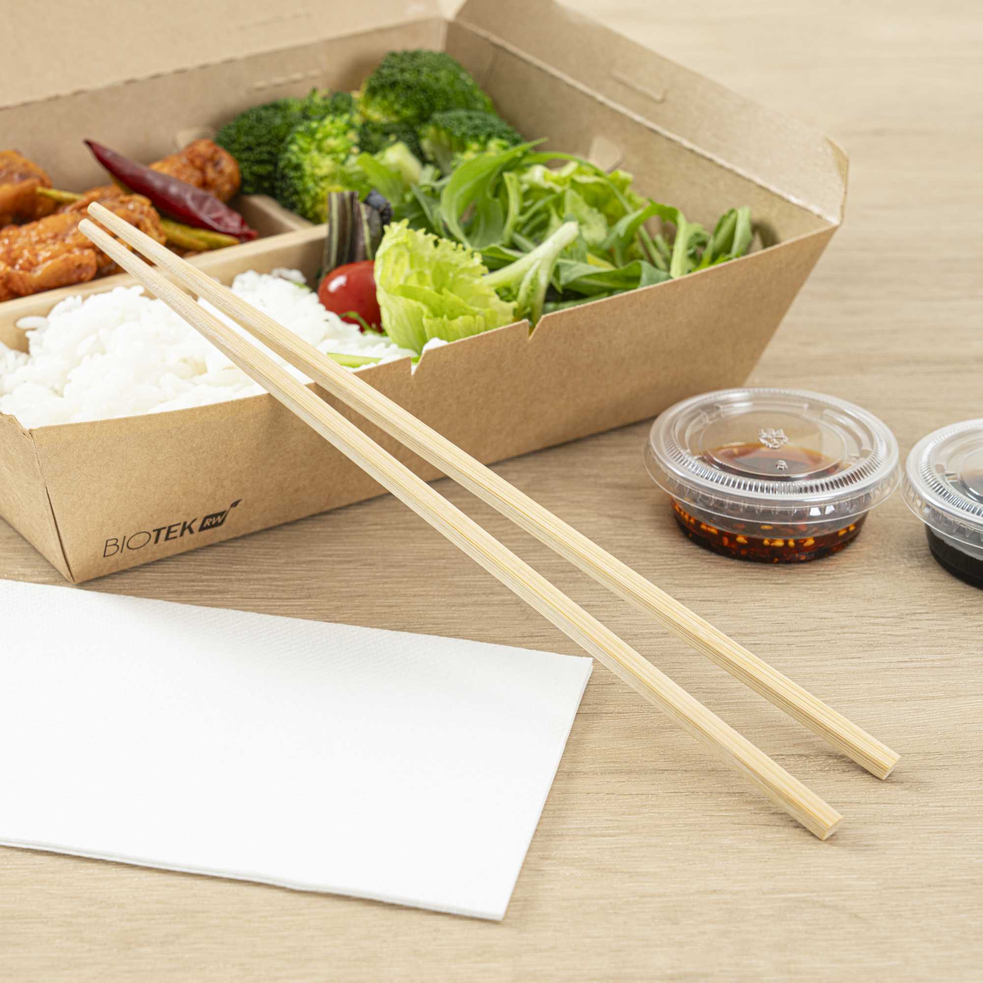 Bambuddha Square Natural Bamboo Modern Chopsticks - with Paper Band - 9 1/2" - 100 count box