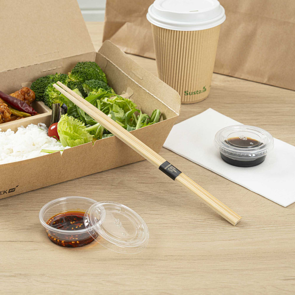 Bambuddha Square Natural Bamboo Modern Chopsticks - with Paper Band - 9 1/2" - 100 count box