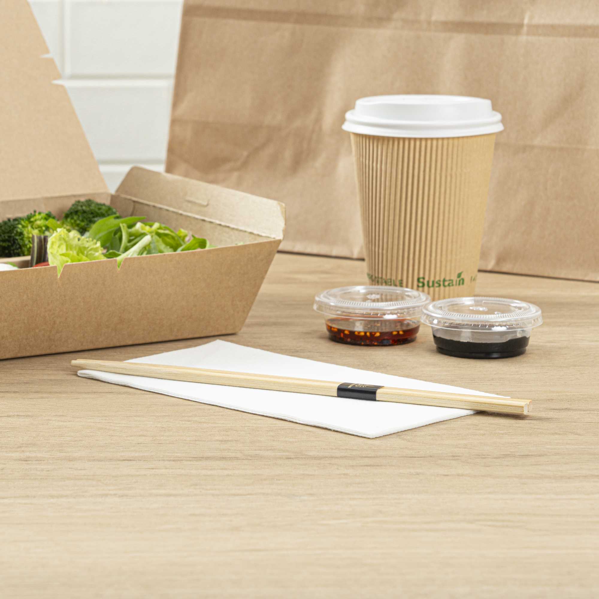 Bambuddha Square Natural Bamboo Modern Chopsticks - with Paper Band - 9 1/2" - 100 count box