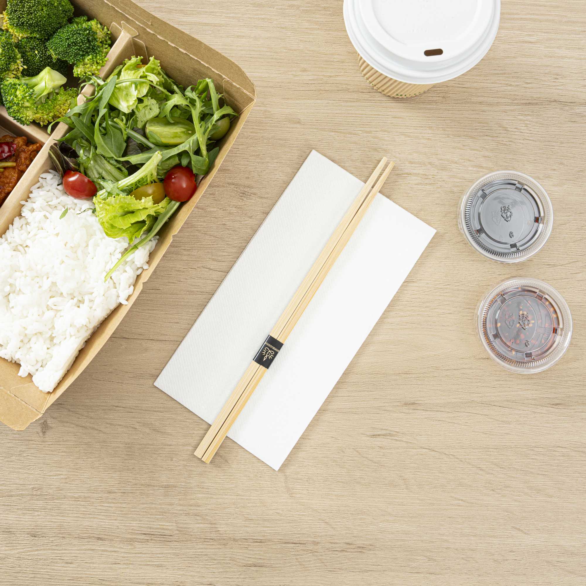 Bambuddha Square Natural Bamboo Modern Chopsticks - with Paper Band - 9 1/2" - 100 count box