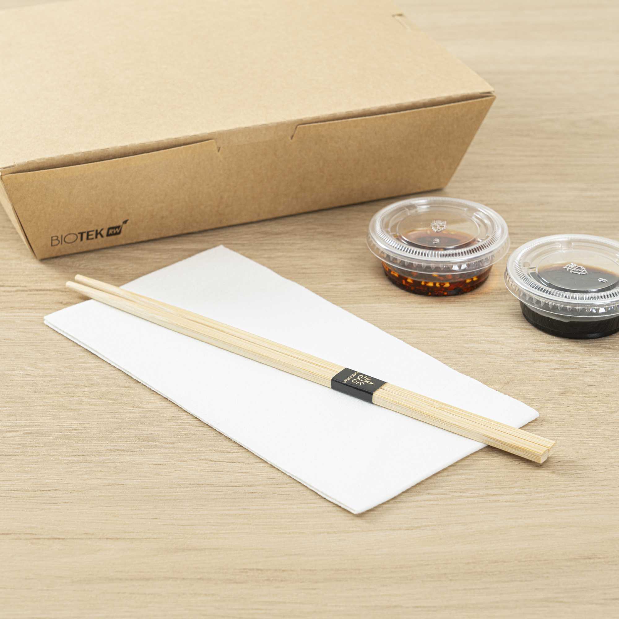 Bambuddha Square Natural Bamboo Modern Chopsticks - with Paper Band - 9 1/2" - 1000 count box