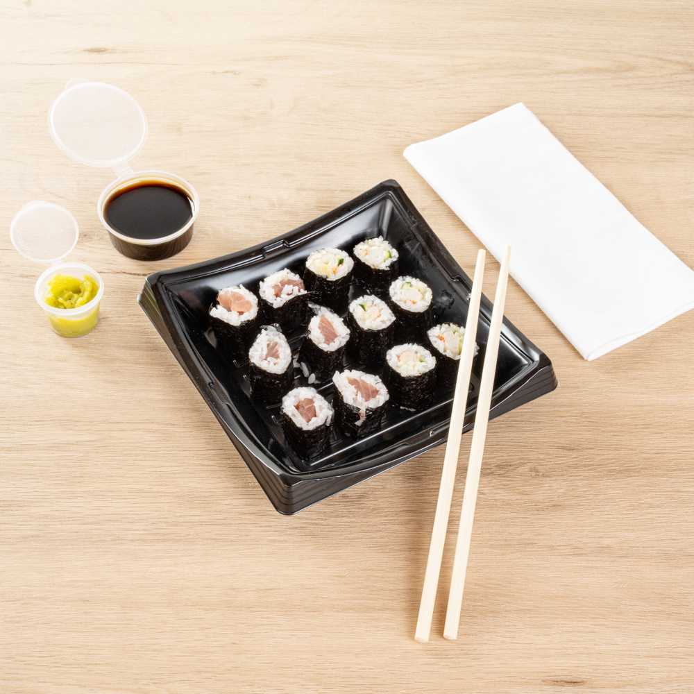 Bambuddha Round Square Natural Bamboo Modern Chopsticks - with Paper Band - 9 1/2" - 100 count box
