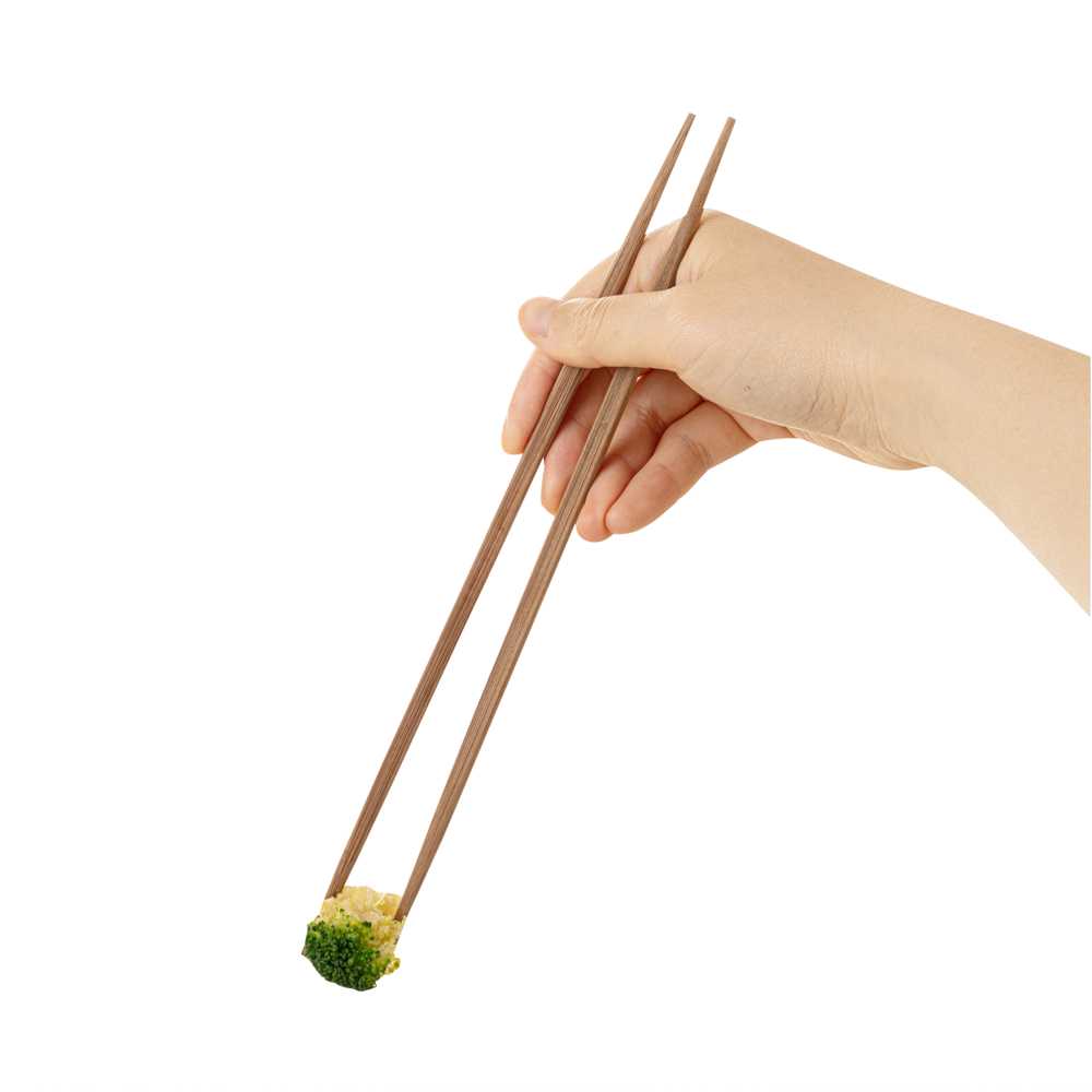 Bambuddha Brown Bamboo Contour Chopsticks - with Paper Band - 10 1/4" - 100 count box