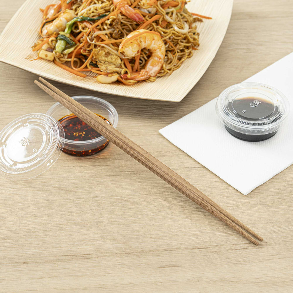 Bambuddha Brown Bamboo Contour Chopsticks - with Paper Band - 10 1/4" - 1000 count box