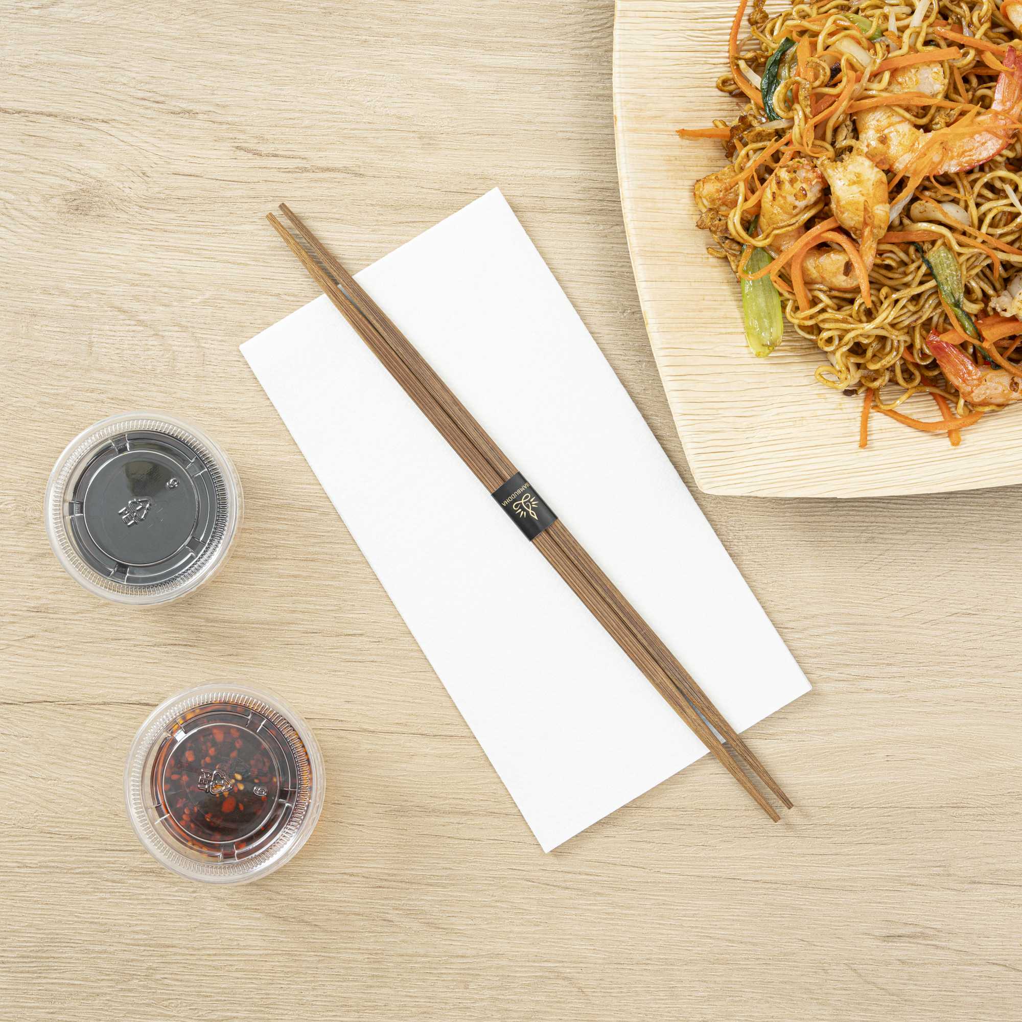 Bambuddha Brown Bamboo Contour Chopsticks - with Paper Band - 10 1/4" - 1000 count box